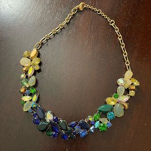 J. Crew Blue Green Gold Ombré statement necklace